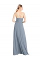 Sleeveless V-Neck Soft Chiffon Dusty Blue Long Bridesmaid Gowns Bath