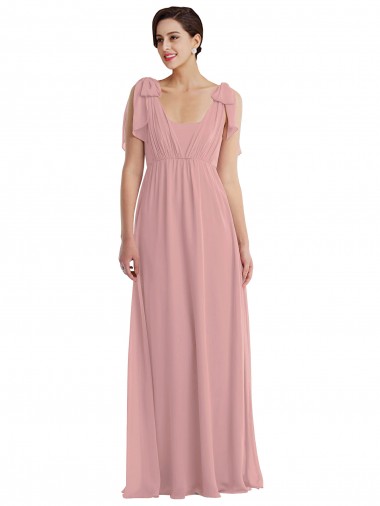 Sleeveless Halter Neck Soft Chiffon Dusty Pink Long Semi Formal Evening Dress / Bridesmaid Dress Bath