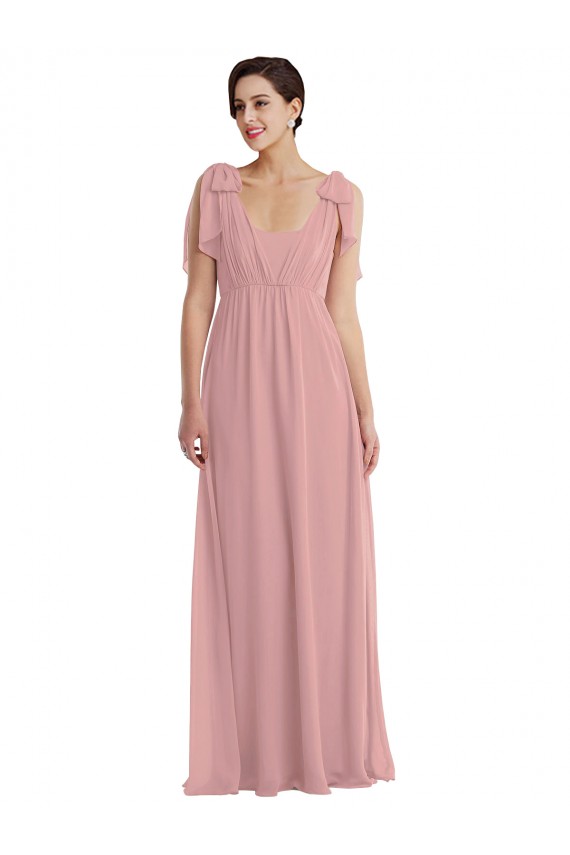 Sleeveless Halter Neck Soft Chiffon Dusty Pink Long Semi Formal Evening Dress / Bridesmaid Dress Bath
