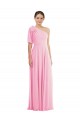 Sleeveless One Shoulder Soft Chiffon Barely Pink Long Semi Formal Evening Dress / Bridesmaid Dress Bath