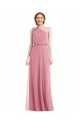 Sleeveless One Shoulder Soft Chiffon Skin Pink Long Semi Formal Evening Dress / Bridesmaid Dress Bath