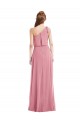 Sleeveless One Shoulder Soft Chiffon Skin Pink Long Semi Formal Evening Dress / Bridesmaid Dress Bath