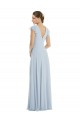 Flutter Sleeves Bateau Neck Soft Chiffon Sea Glass Long Formal Evening Gown / Bridesmaid Dress Bath