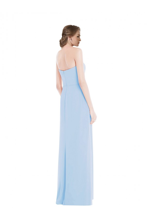Sleeveless Sweetheart Soft Chiffon Light Sky Blue Long Formal Dress / Bridesmaid Dress Bath