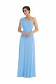 Sleeveless One Shoulder Soft Chiffon Periwinkle Long Semi Formal Evening Dress / Bridesmaid Dress Bath