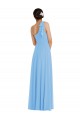 Sleeveless One Shoulder Soft Chiffon Periwinkle Long Semi Formal Evening Dress / Bridesmaid Dress Bath