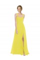 Sleeveless Sweetheart Soft Chiffon Yellow Long Semi Formal Evening Dress / Bridesmaid Dress Bath
