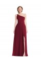 Sleeveless One Shoulder Soft Chiffon Burgundy Long Semi Formal Evening Dress / Bridesmaid Dress Bath