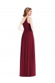 Sleeveless One Shoulder Soft Chiffon Burgundy Long Semi Formal Evening Dress / Bridesmaid Dress Bath