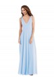 Sleeveless V-Neck Soft Chiffon Light Sky Blue Long Semi Formal Evening Dress / Bridesmaid Dress Bath
