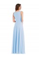 Sleeveless V-Neck Soft Chiffon Light Sky Blue Long Semi Formal Evening Dress / Bridesmaid Dress Bath