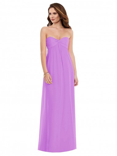 Sleeveless Sweetheart Soft Chiffon Violet Long Semi Formal Evening Dress / Bridesmaid Dress Bath