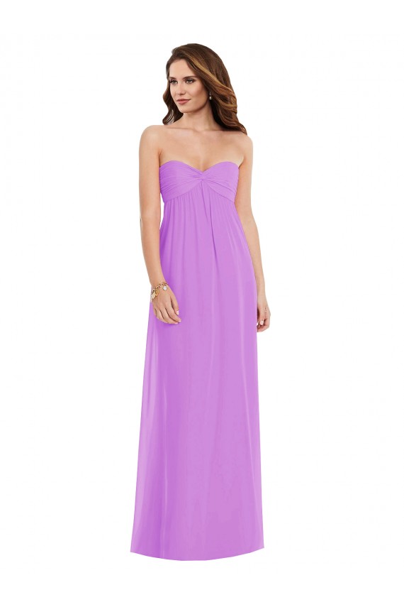 Sleeveless Sweetheart Soft Chiffon Violet Long Semi Formal Evening Dress / Bridesmaid Dress Bath