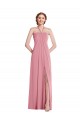 Sleeveless Halter Neck Soft Chiffon Skin Pink Long Semi Formal Evening Dress / Bridesmaid Dress Bath