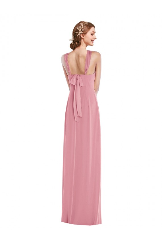 Sleeveless Halter Neck Soft Chiffon Skin Pink Long Semi Formal Evening Dress / Bridesmaid Dress Bath