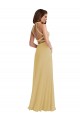 Sleeveless Halter Neck Soft Chiffon Gold Long Semi Formal Evening Dress / Bridesmaid Dress Bath