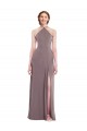 Sleeveless Halter Neck Soft Chiffon Dusty Rose Long Formal Evening Gown / Bridesmaid Dress Bath