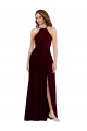 Sleeveless Halter Neck Soft Chiffon Burgundy Gold Long Semi Formal Evening Dress / Bridesmaid Dress Bath