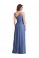 Sleeveless One Shoulder Soft Chiffon Windsor Blue Long Formal Evening Gown / Bridesmaid Dress Bath