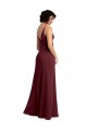 Sleeveless V-Neck Soft Chiffon Burgundy Gold Long Bridesmaid Dress / Formal Dress Bath