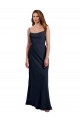 Sleeveless Scoop Neck Soft Chiffon Dark Navy Long Evening Dress / Bridesmaid Dress Bath