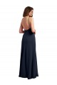 Sleeveless Scoop Neck Soft Chiffon Dark Navy Long Evening Dress / Bridesmaid Dress Bath