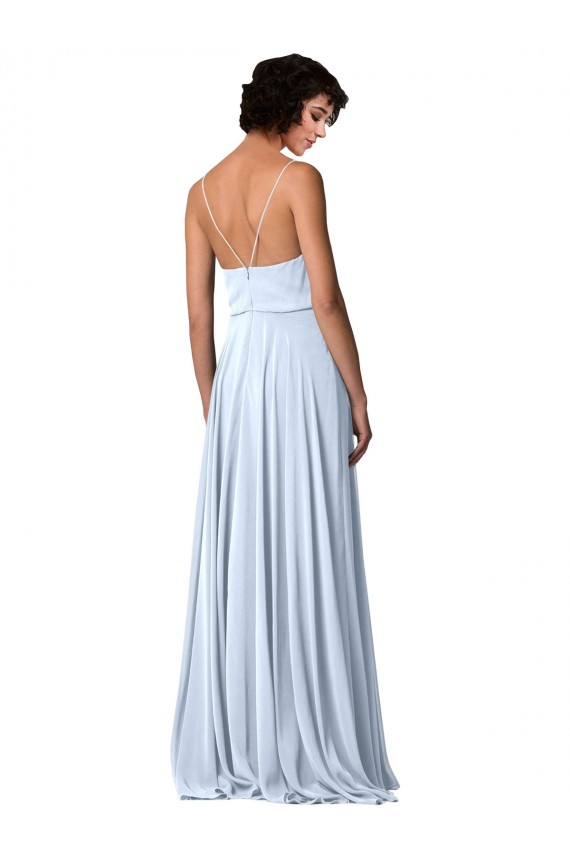 Sleeveless V-Neck Soft Chiffon Light Sky Blue Long Formal Dress / Bridesmaid Dress Bath