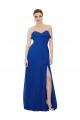 Sleeveless Strapless Soft Chiffon Royal Blue A-Line Long Bridesmaid Dress Bath