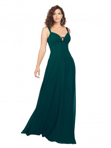 Sleeveless Sweetheart Soft Chiffon Hunter Long Bridesmaid Dress Bath