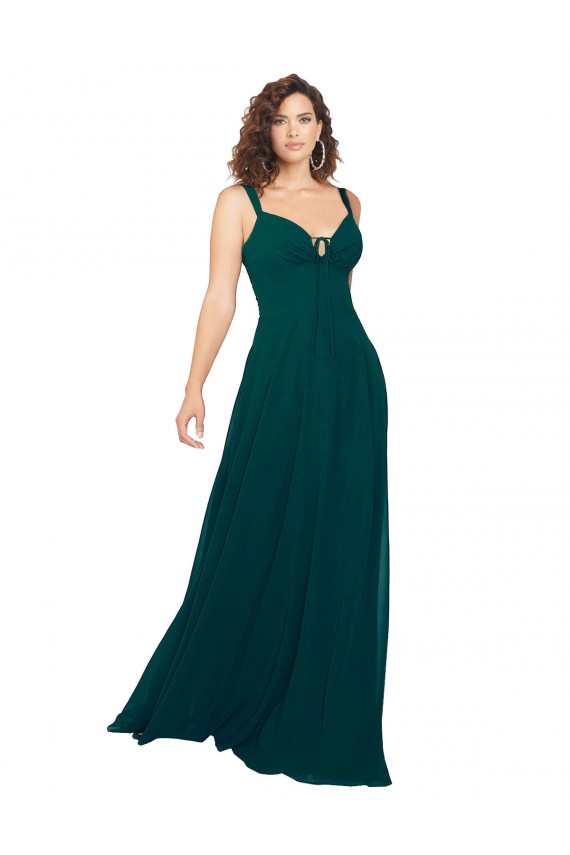 Sleeveless Sweetheart Soft Chiffon Hunter Long Bridesmaid Dress Bath
