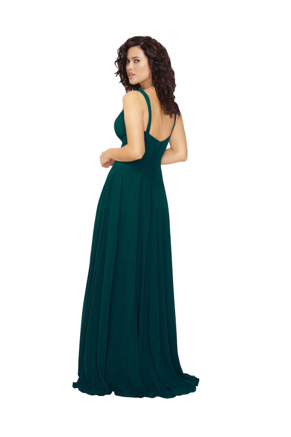 Sleeveless Sweetheart Soft Chiffon Hunter Long Bridesmaid Dress Bath