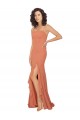 Sleeveless Square Neck Soft Chiffon Rosewood Long Bridesmaid Dress Bath