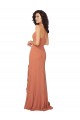 Sleeveless Square Neck Soft Chiffon Rosewood Long Bridesmaid Dress Bath