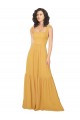 Sleeveless Square Neck Soft Chiffon Saffron Long Bridesmaid Dress Bath
