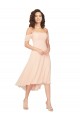 Cold Shoulder Square Neck Soft Chiffon Ice Pink Midi Length High Low Bridesmaid Dress Bath