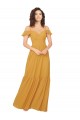 Cold Shoulder Sweetheart Soft Chiffon Saffron Long Bridesmaid Dress Bath