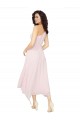 Sleeveless Strapless Soft Chiffon Black Midi Length High Low Bridesmaid Dress Bath