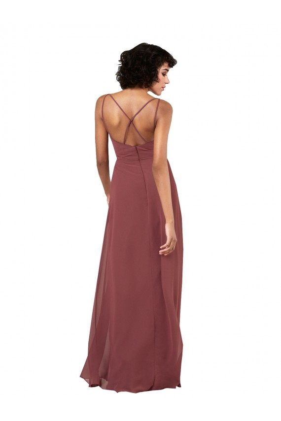 Sleeveless V-Neck Soft Chiffon Black Long Formal Evening Gown / Bridesmaid Dress Bath