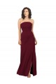 Sleeveless Strapless Soft Chiffon Burgundy Long Bridesmaid Dress Bath