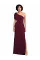 Sleeveless One Shoulder Soft Chiffon Burgundy Long Formal Evening Gown / Bridesmaid Dress Bath