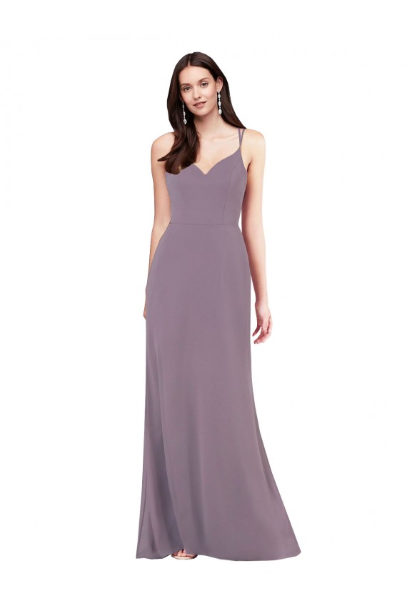 Sleeveless Sweetheart Soft Chiffon Dark Lavender Long Formal Evening Gown / Bridesmaid Dress Bath