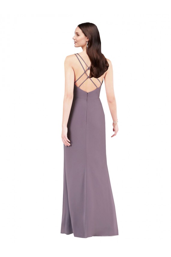 Sleeveless Sweetheart Soft Chiffon Dark Lavender Long Formal Evening Gown / Bridesmaid Dress Bath