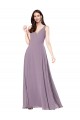 Sleeveless V-Neck Soft Chiffon Dark Lavender Long Formal Evening Gown / Bridesmaid Dress Bath