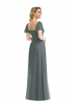 Puff Sleeves Square Neck Soft Chiffon Slate Grey Long Semi Formal Evening Dress / Bridesmaid Dress Bath