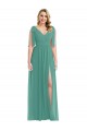 Sleeveless V-Neck Soft Chiffon Icelandic Silver Long Semi Formal Evening Dress / Bridesmaid Dress Bath