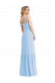 Sleeveless Sweetheart Soft Chiffon Light Sky Blue Long Semi Formal Evening Dress / Bridesmaid Dress Bath