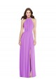 Sleeveless Halter Neck Soft Chiffon Violet Long Formal Evening Gown / Bridesmaid Dress Bath