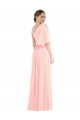 Bell Sleeves One Shoulder Soft Chiffon Pink Long Semi Formal Evening Dress / Bridesmaid Dress Bath