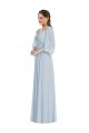 Puff Sleeves Sweetheart Soft Chiffon Sea Glass Long Formal Evening Gown / Bridesmaid Dress Bath
