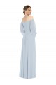 Puff Sleeves Sweetheart Soft Chiffon Sea Glass Long Formal Evening Gown / Bridesmaid Dress Bath